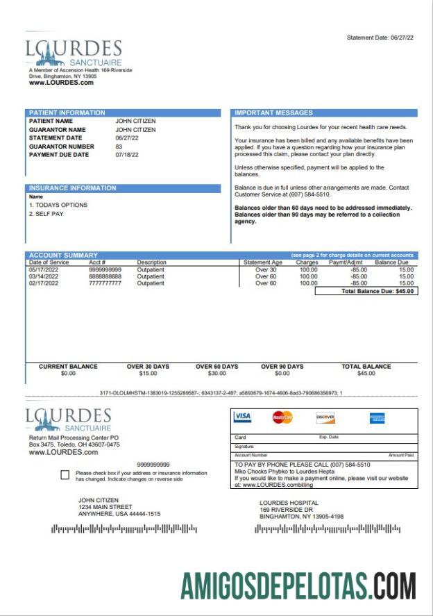 realista Modelo de conta de serviços públicos Lourdes dos EUA em formato Word e PDF